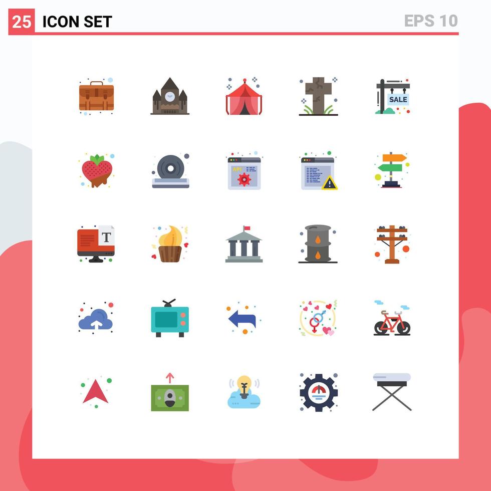 25 Creative Icons Modern Signs and Symbols of graveyard death landmark cross tent Editable Vector Design Elements