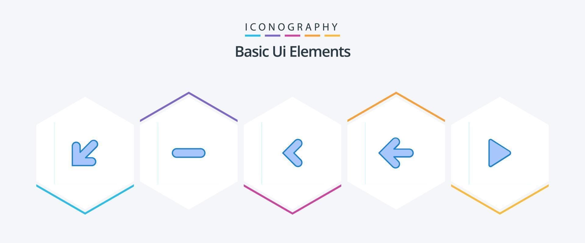 Basic Ui Elements 25 Blue icon pack including media. point back. arrow. back. arrow vector