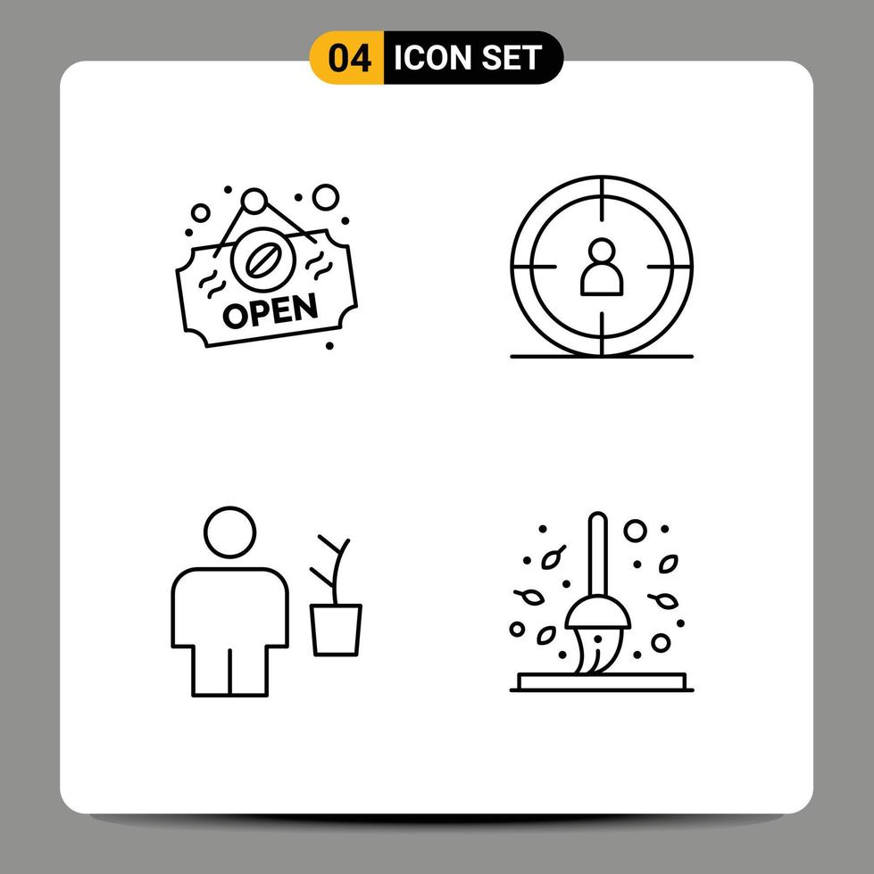 Set of 4 Modern UI Icons Symbols Signs for open plant seo avatar autumn Editable Vector Design Elements