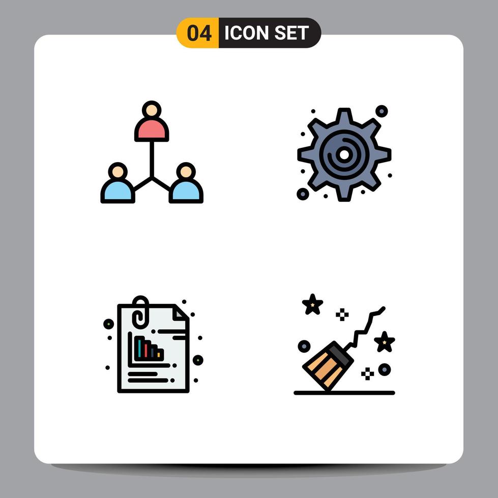 4 Filledline Flat Color concept for Websites Mobile and Apps group files user settings pin Editable Vector Design Elements