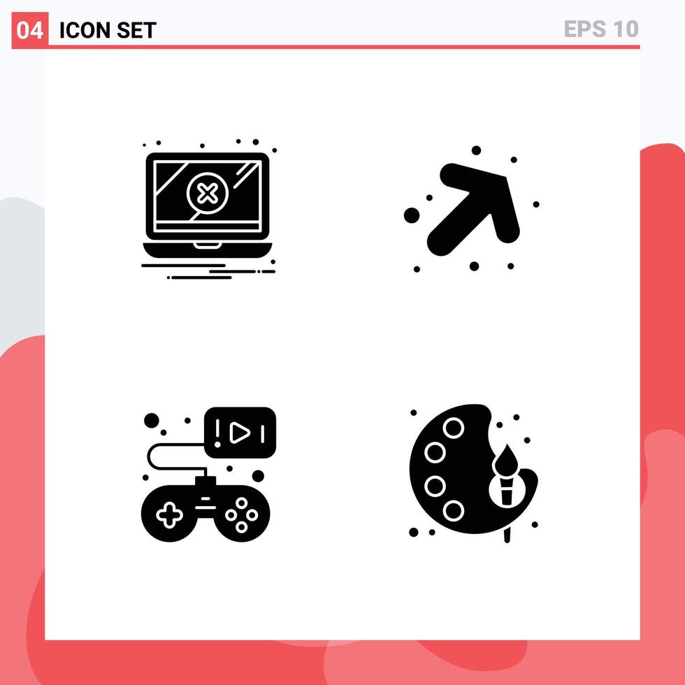 Stock Vector Icon Pack of 4 Line Signs and Symbols for error gamepad warning right art Editable Vector Design Elements