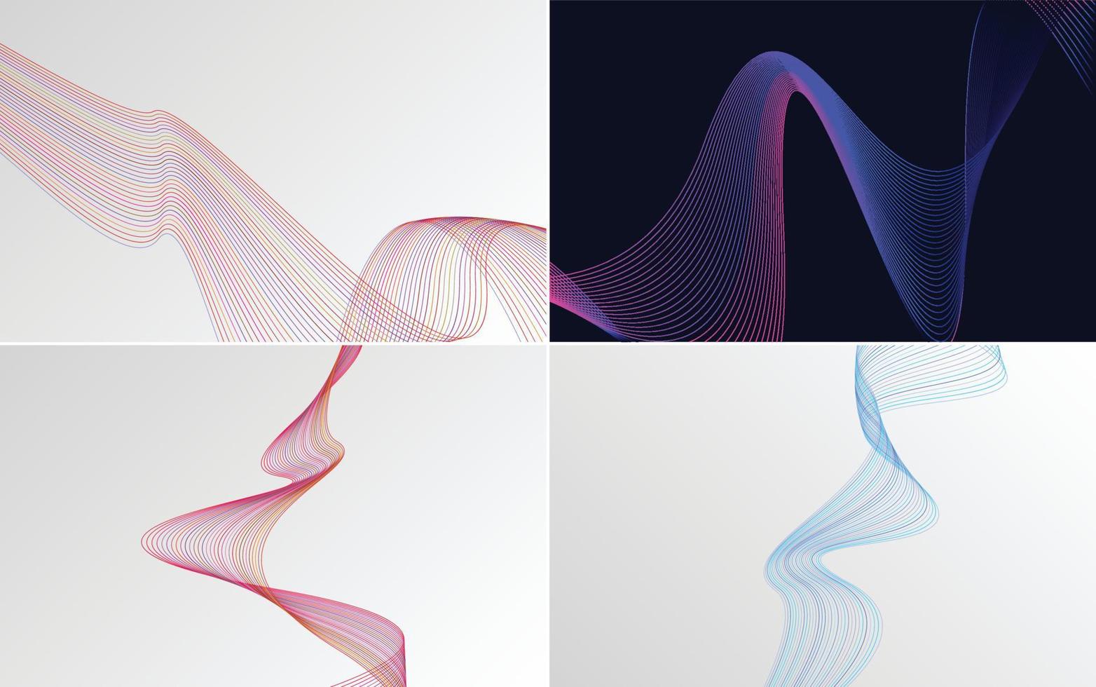 Set of 4 abstract waving line backgrounds to add flair to your design vector