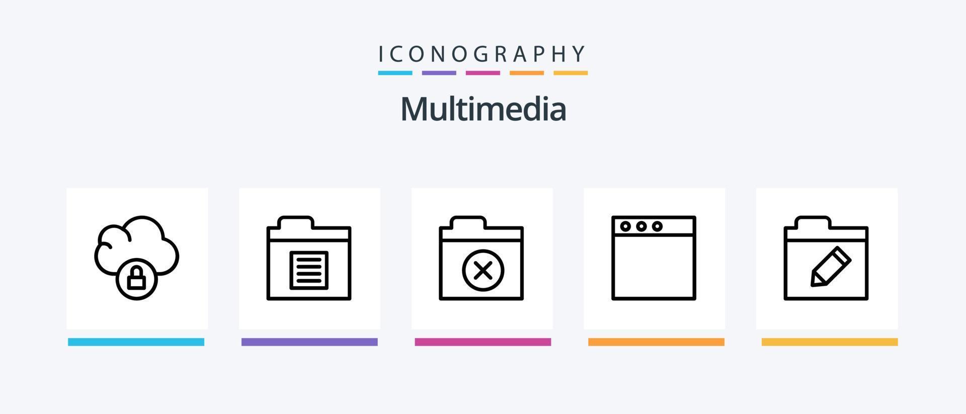 Multimedia Line 5 Icon Pack Including . control. mac. Creative Icons Design vector