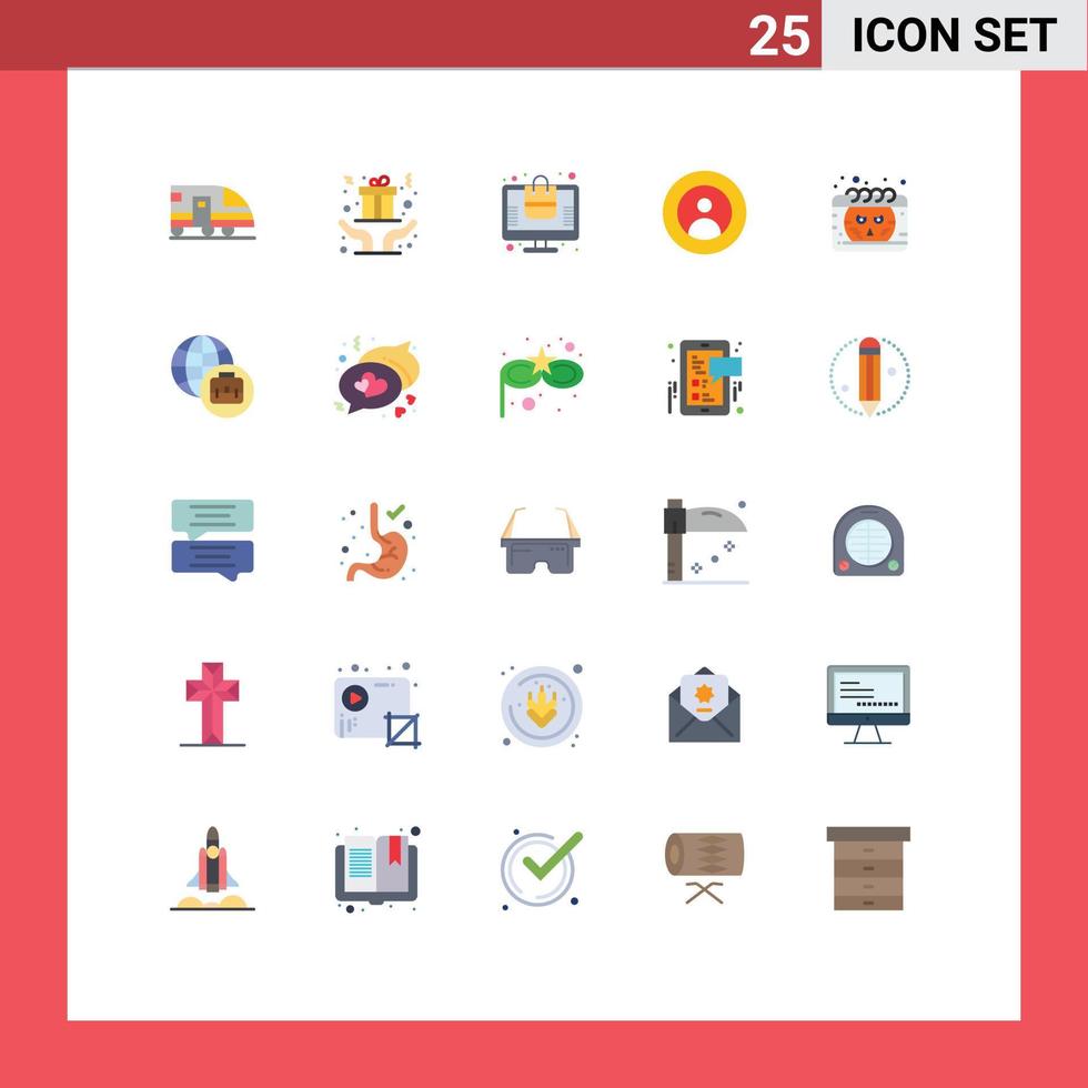 Group of 25 Modern Flat Colors Set for calendar user order approved people earth Editable Vector Design Elements