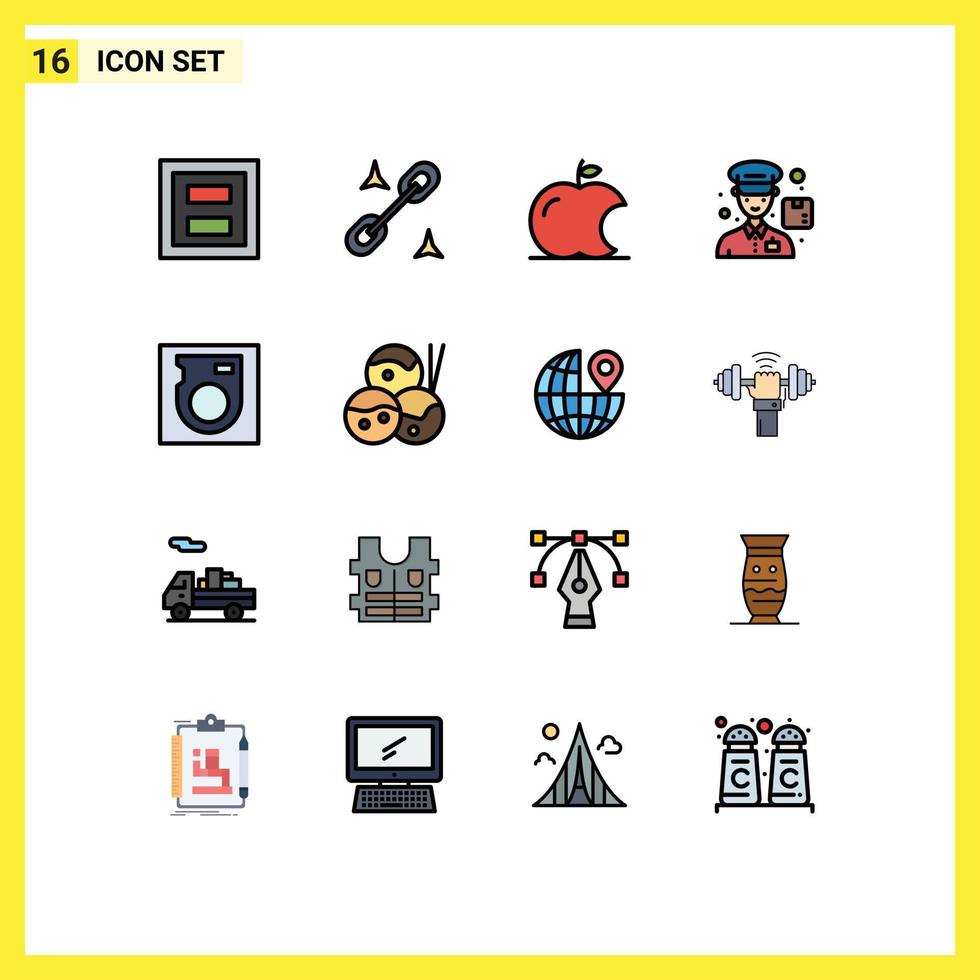 16 Creative Icons Modern Signs and Symbols of food drive apple disk delivery Editable Creative Vector Design Elements