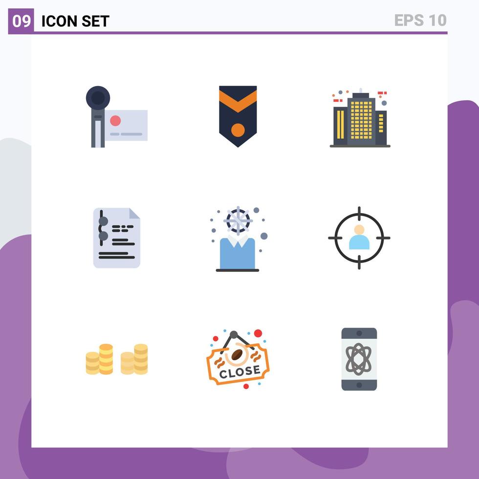 Set of 9 Modern UI Icons Symbols Signs for school file rank construction building Editable Vector Design Elements