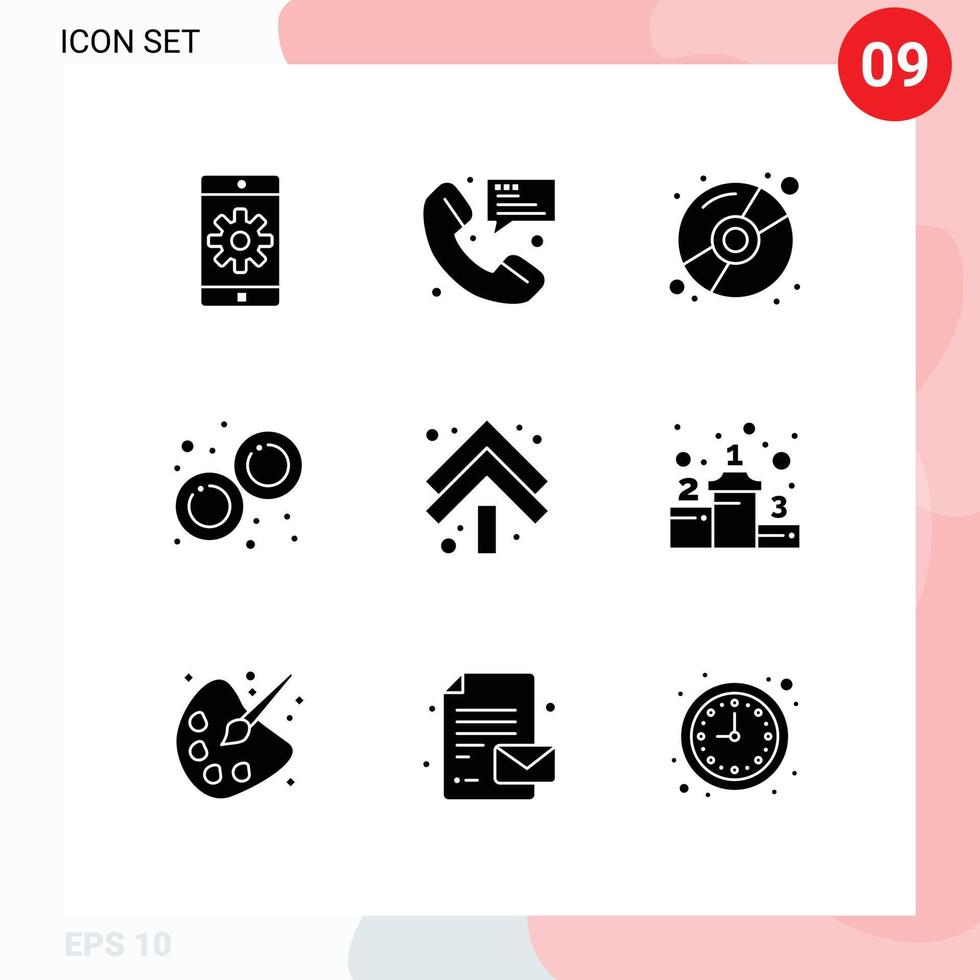 9 User Interface Solid Glyph Pack of modern Signs and Symbols of arrow laboratory messaging lab marketing Editable Vector Design Elements