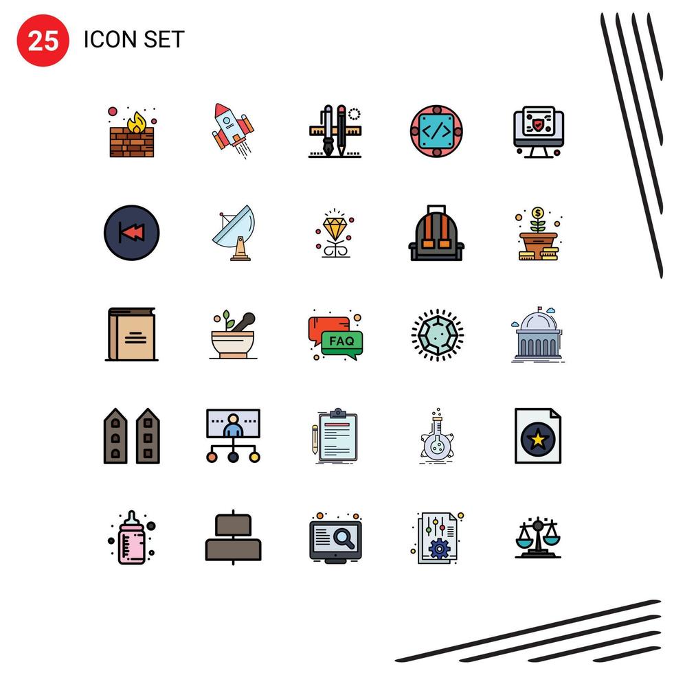 25 Creative Icons Modern Signs and Symbols of produc implementation stationary custom drawing Editable Vector Design Elements