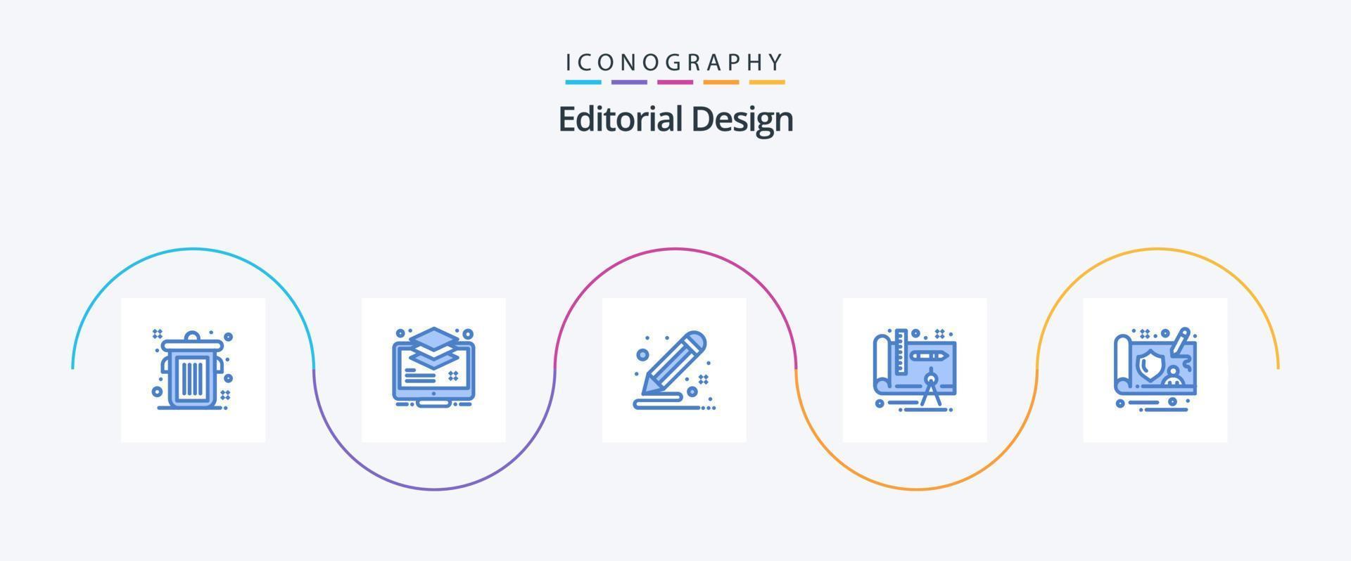 Editorial Design Blue 5 Icon Pack Including design. plan. color. design. paint vector