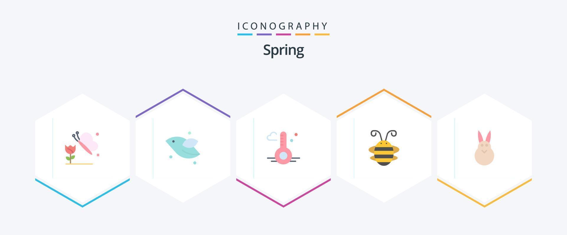 Spring 25 Flat icon pack including easter. ladybug. thermometer. ladybird. beetle vector