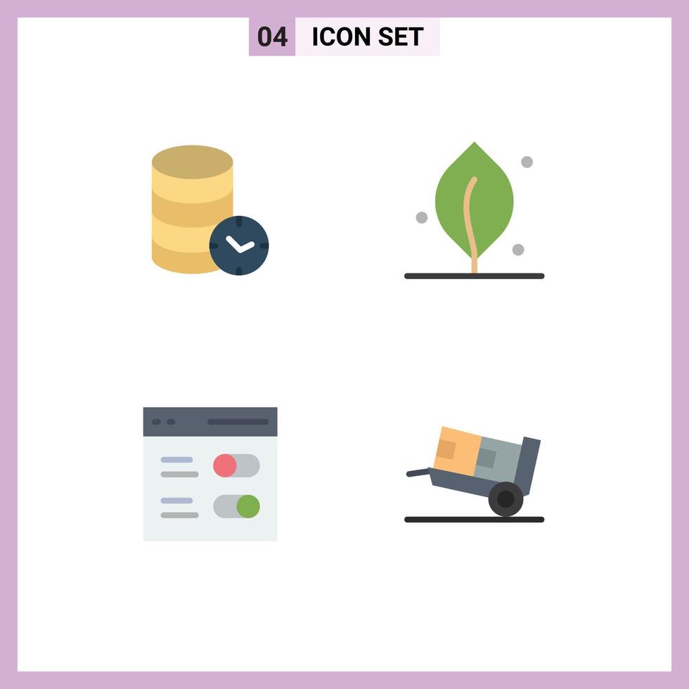 Stock Vector Icon Pack of 4 Line Signs and Symbols for hosting interface web leaf user Editable Vector Design Elements