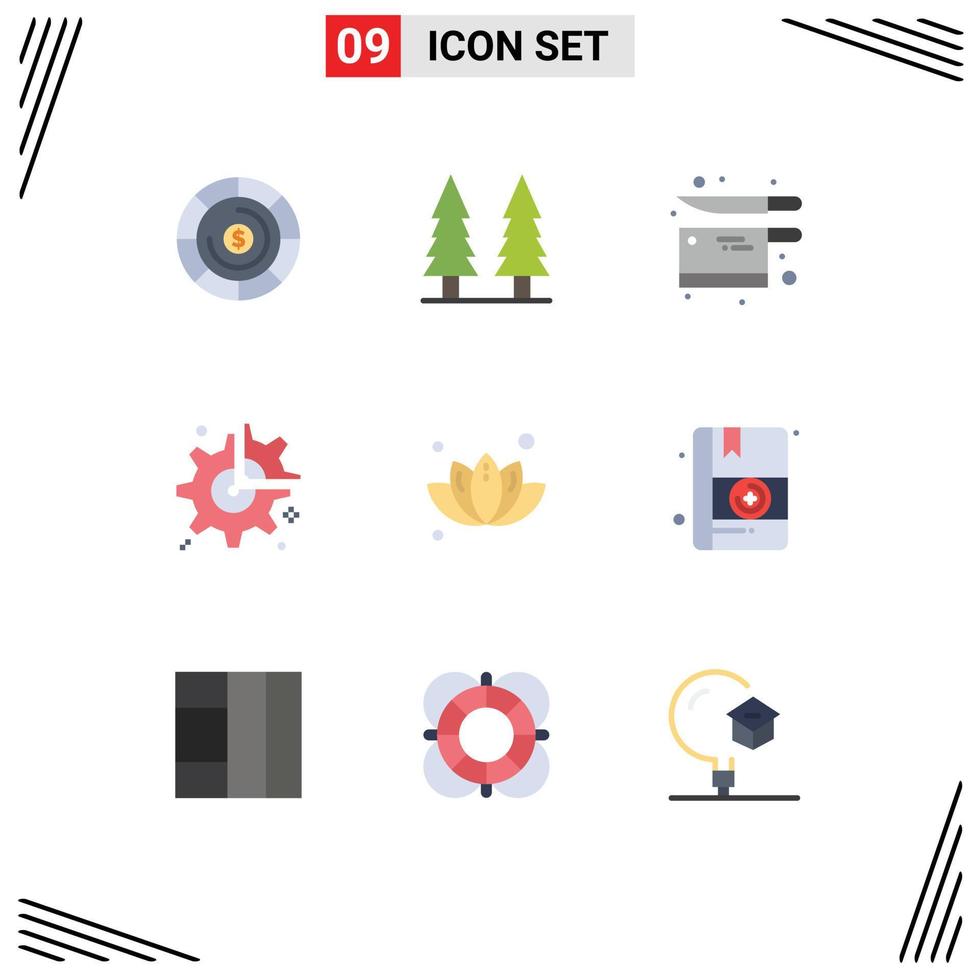 9 Creative Icons Modern Signs and Symbols of leaf configuration kitchen break cog Editable Vector Design Elements