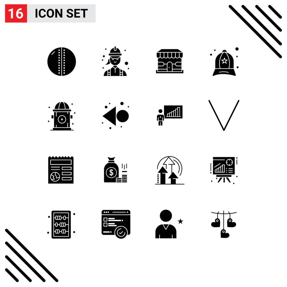 16 Thematic Vector Solid Glyphs and Editable Symbols of fashion cap female accessories shopping Editable Vector Design Elements