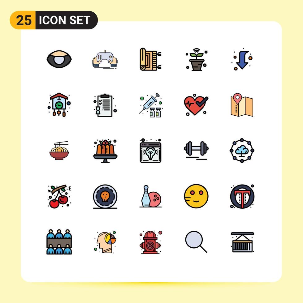 Paquete de color plano de 25 líneas llenas de interfaz de usuario de signos y símbolos modernos de cosas iot app internet orar elementos de diseño vectorial editables vector