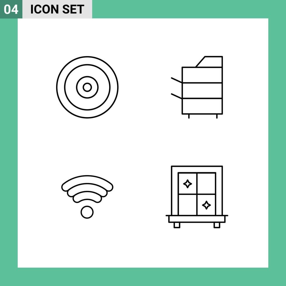 Pack of 4 creative Filledline Flat Colors of mobile technology web electronics wireless Editable Vector Design Elements