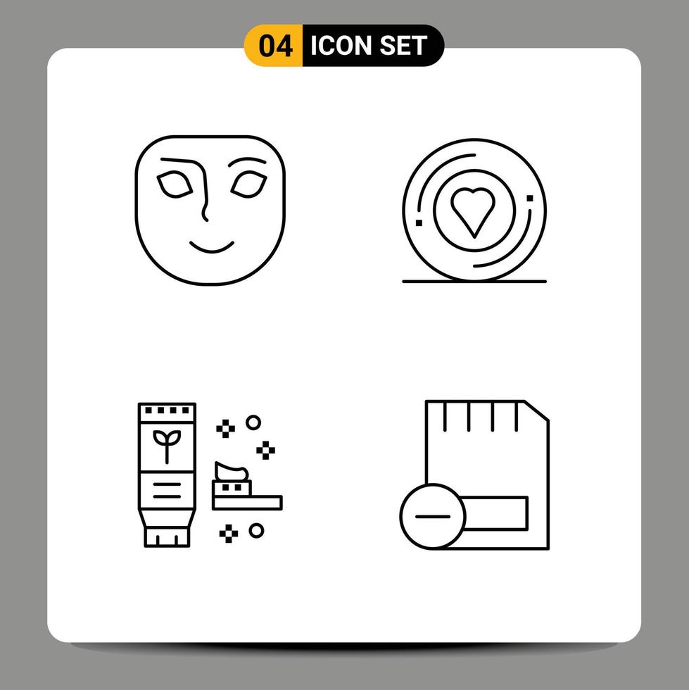 paquete de iconos de vector de stock de 4 signos y símbolos de línea para el entorno de emoción sonrisa impresora producir elementos de diseño de vector editables