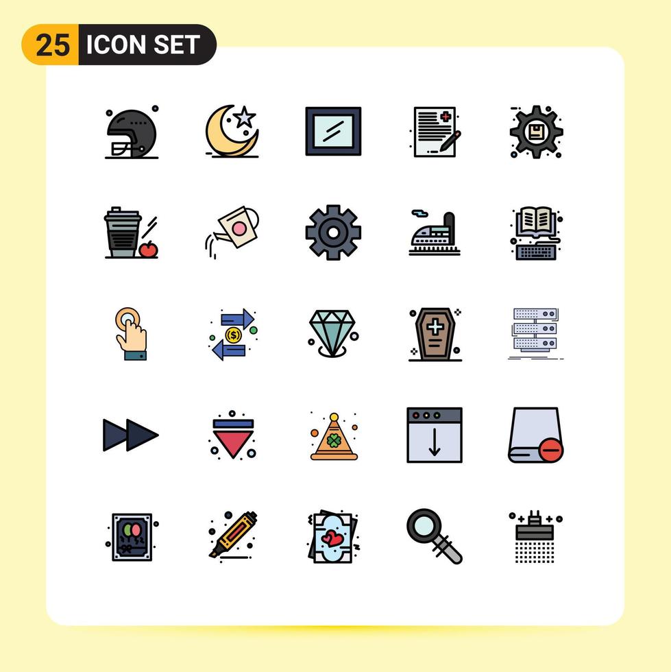25 Creative Icons Modern Signs and Symbols of options gear muslims history file Editable Vector Design Elements