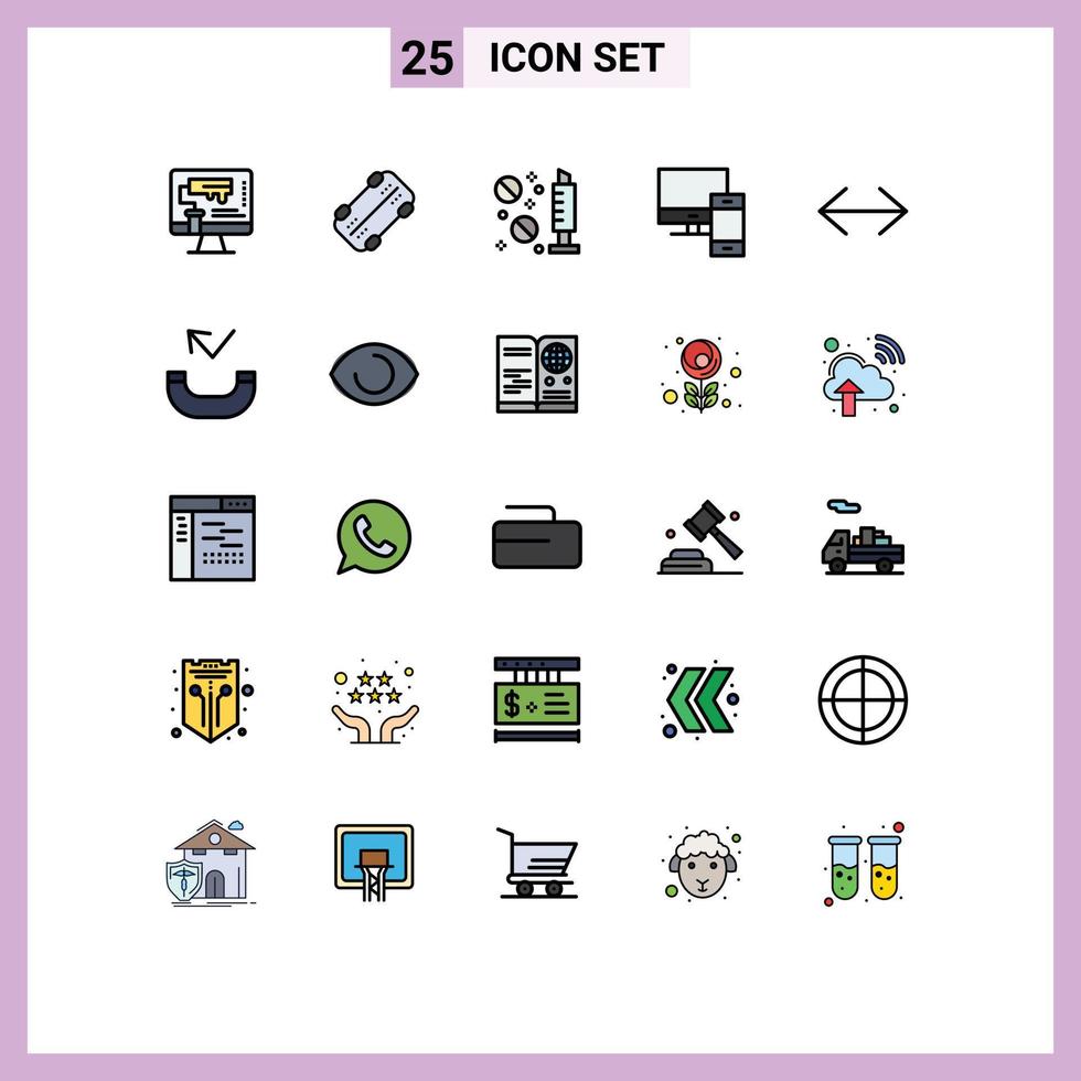 Set of 25 Modern UI Icons Symbols Signs for arrow pc drug mac computer Editable Vector Design Elements