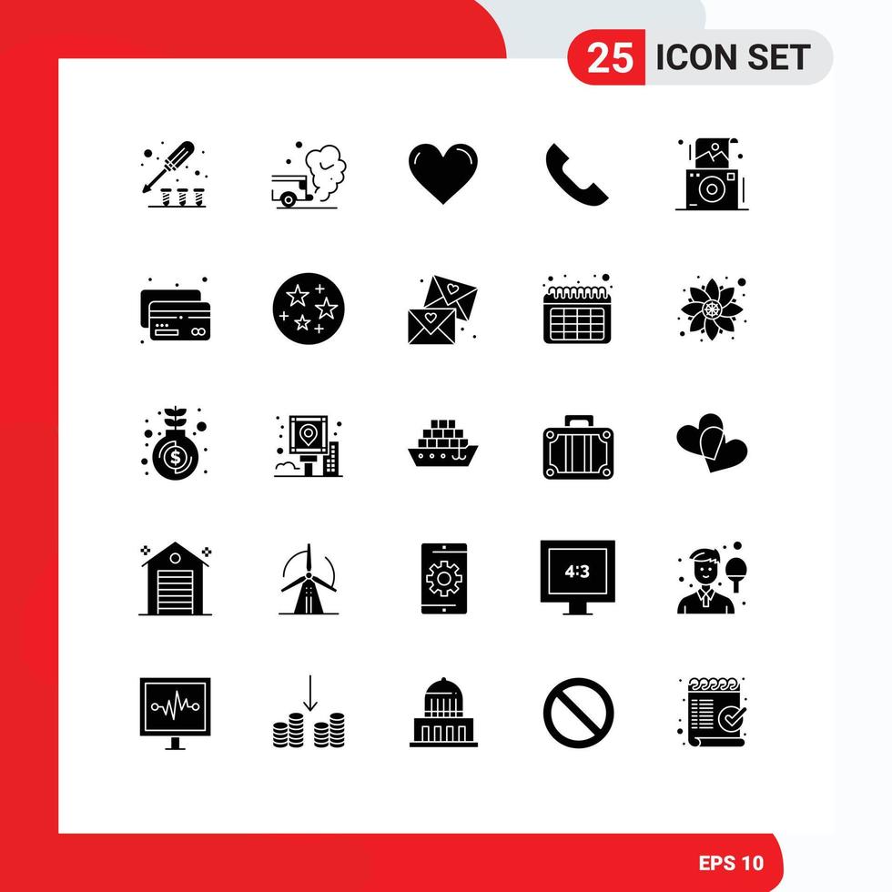 Universal Icon Symbols Group of 25 Modern Solid Glyphs of mobile phone smoke call favorite Editable Vector Design Elements