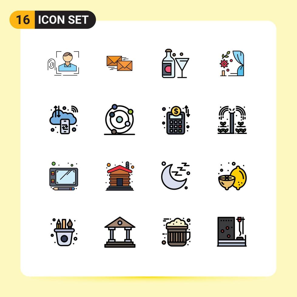 paquete de iconos de vectores de stock de 16 signos y símbolos de línea para elementos de diseño de vectores creativos editables de vidrio de pascua de negocios de arco de bodas