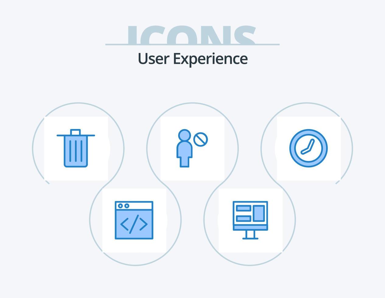 User Experience Blue Icon Pack 5 Icon Design. watch. clock. delete. block vector