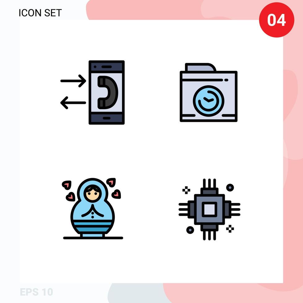 4 colores planos de línea de relleno de vector temático y símbolos editables de elementos de diseño de vector editable de chip de imagen de conversación de niño de llamada