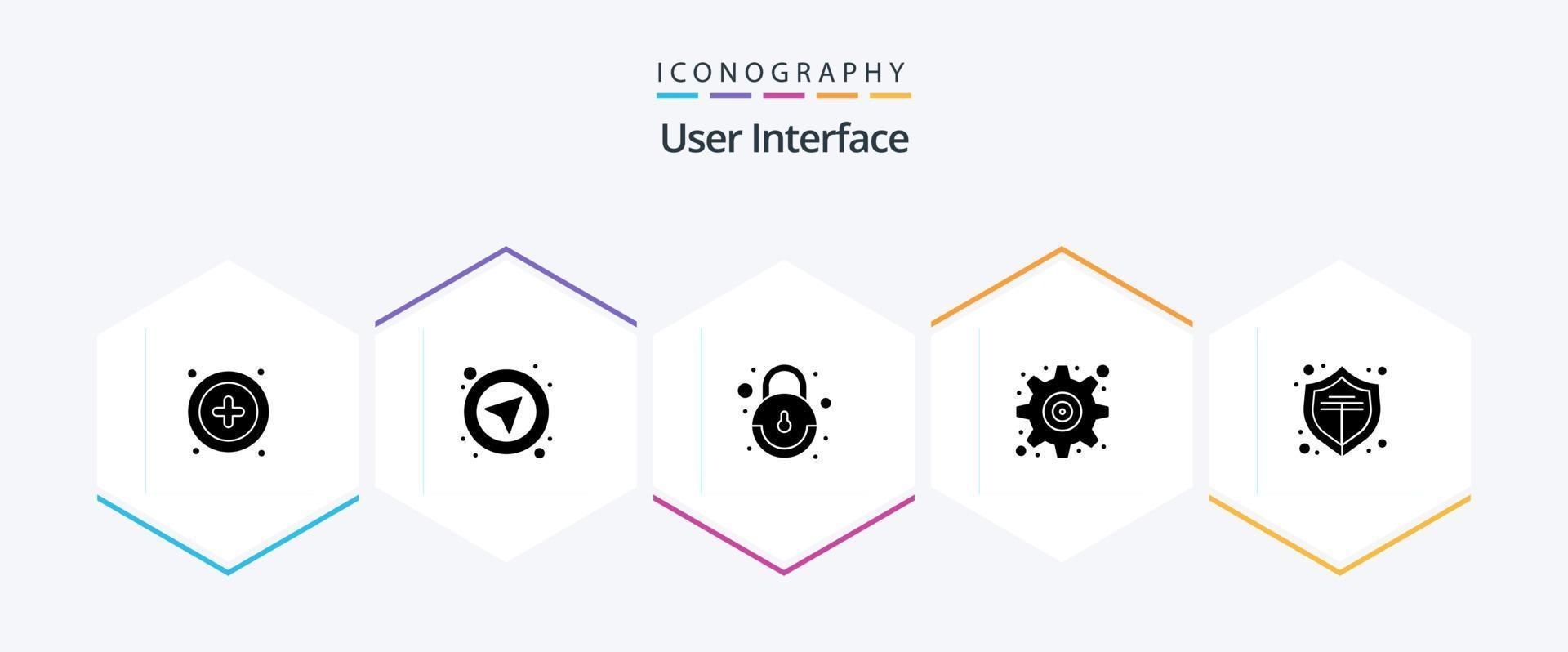 User Interface 25 Glyph icon pack including . protect. lock. online. setting vector