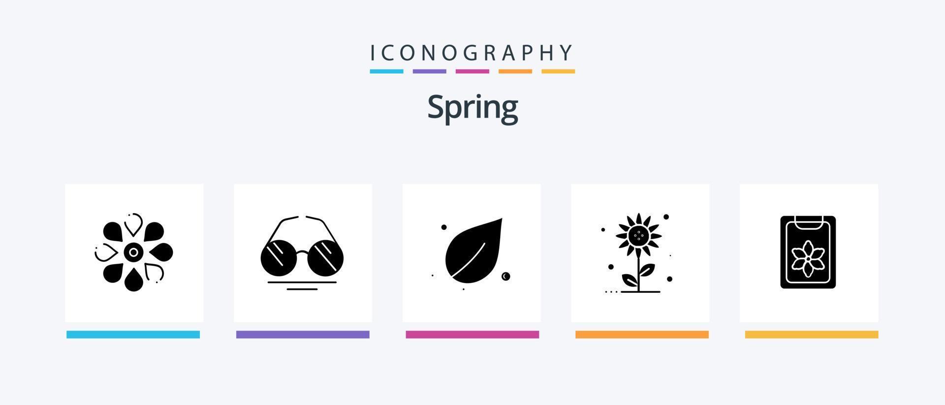 Spring Glyph 5 Icon Pack Including flower. nature. spring. floral. spring. Creative Icons Design vector