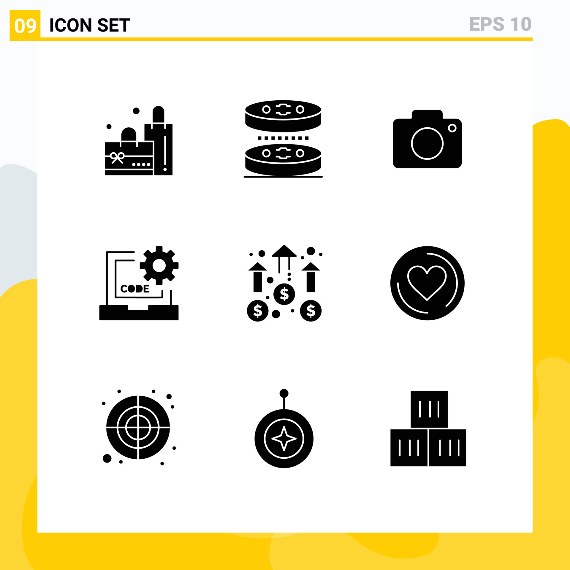 Pack of 9 creative Solid Glyphs of business programming image ...