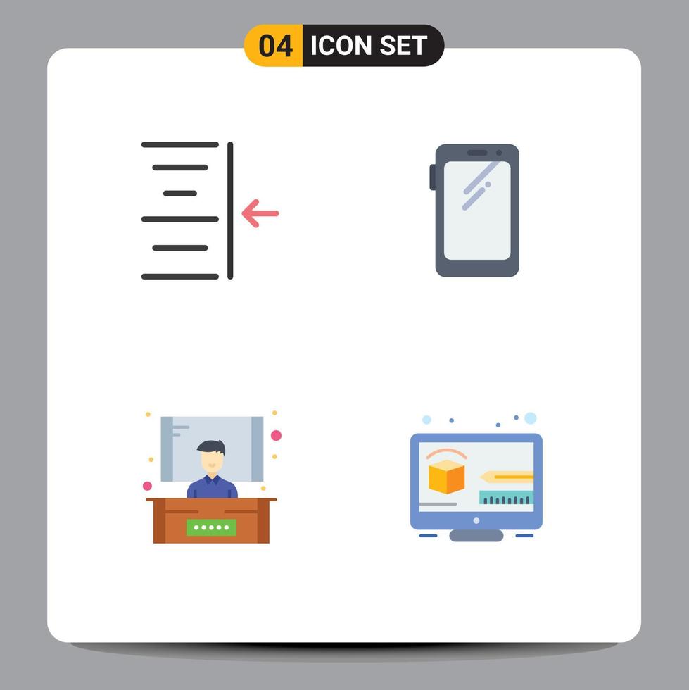 4 User Interface Flat Icon Pack of modern Signs and Symbols of indent presentation phone huawei creative Editable Vector Design Elements