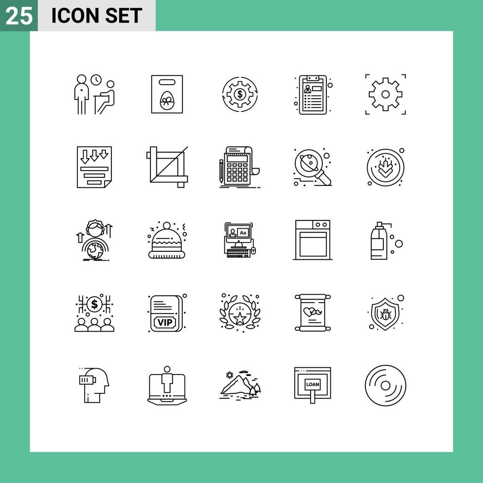 25 Thematic Vector Lines and Editable Symbols of job profit easter money make Editable Vector Design Elements