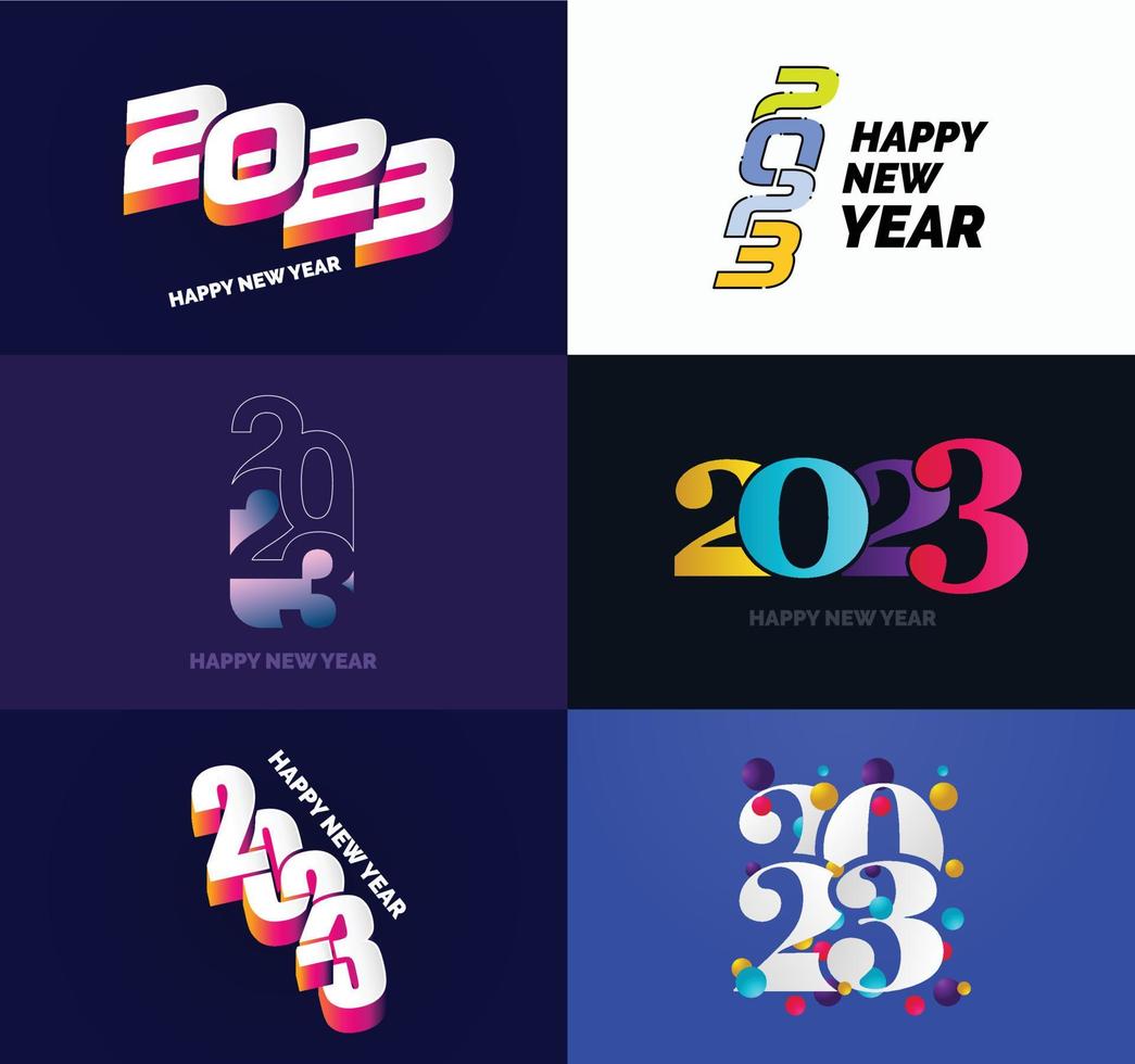 gran conjunto de 2023 feliz año nuevo diseño de texto de logotipo plantilla de diseño de número 2023 vector