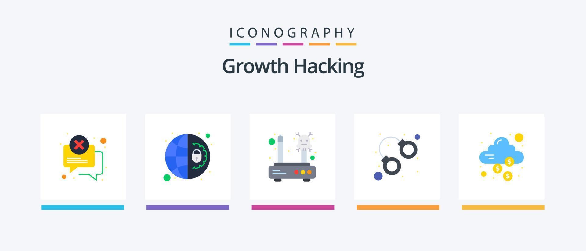 Hacking Flat 5 Icon Pack Including cloud. handcuff. error. bandit. router. Creative Icons Design vector