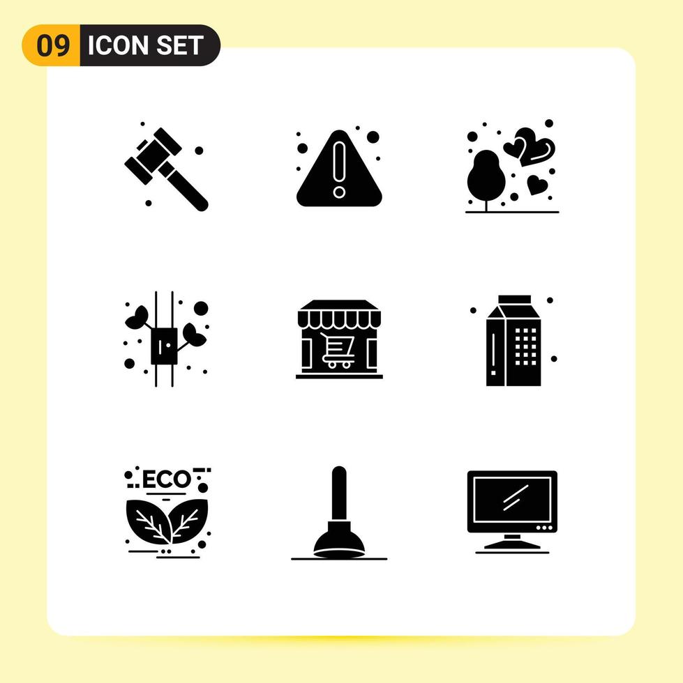 9 Universal Solid Glyphs Set for Web and Mobile Applications cooking shopping park shop chinese Editable Vector Design Elements