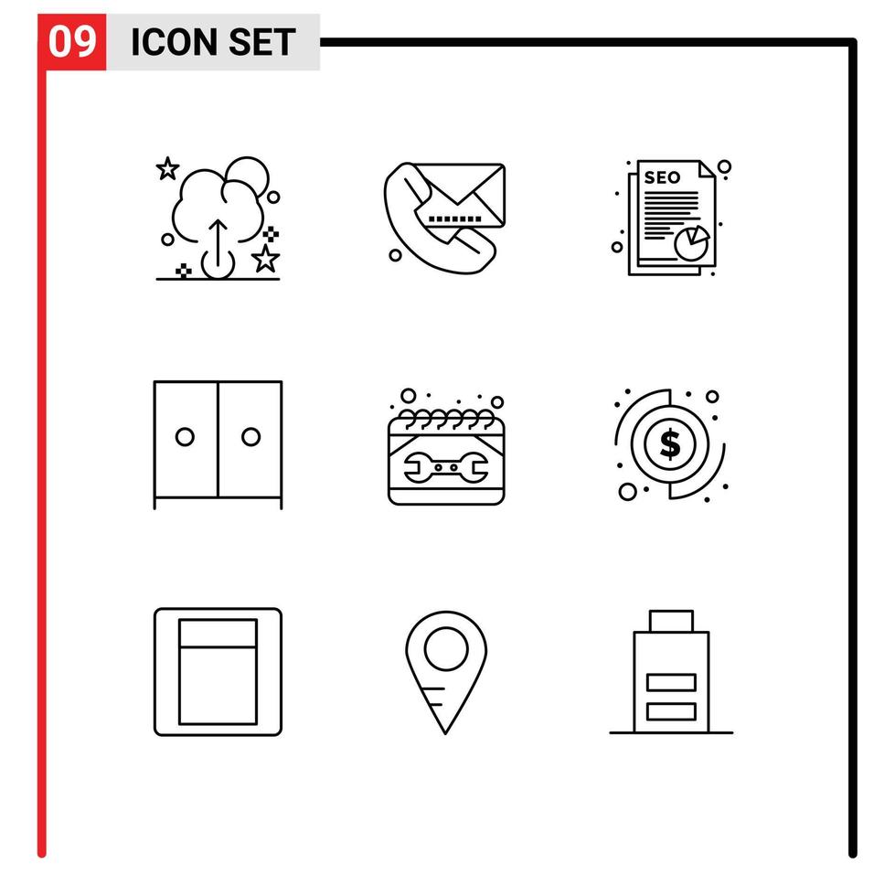 Set of 9 Vector Outlines on Grid for repair construction paper calendar interior Editable Vector Design Elements
