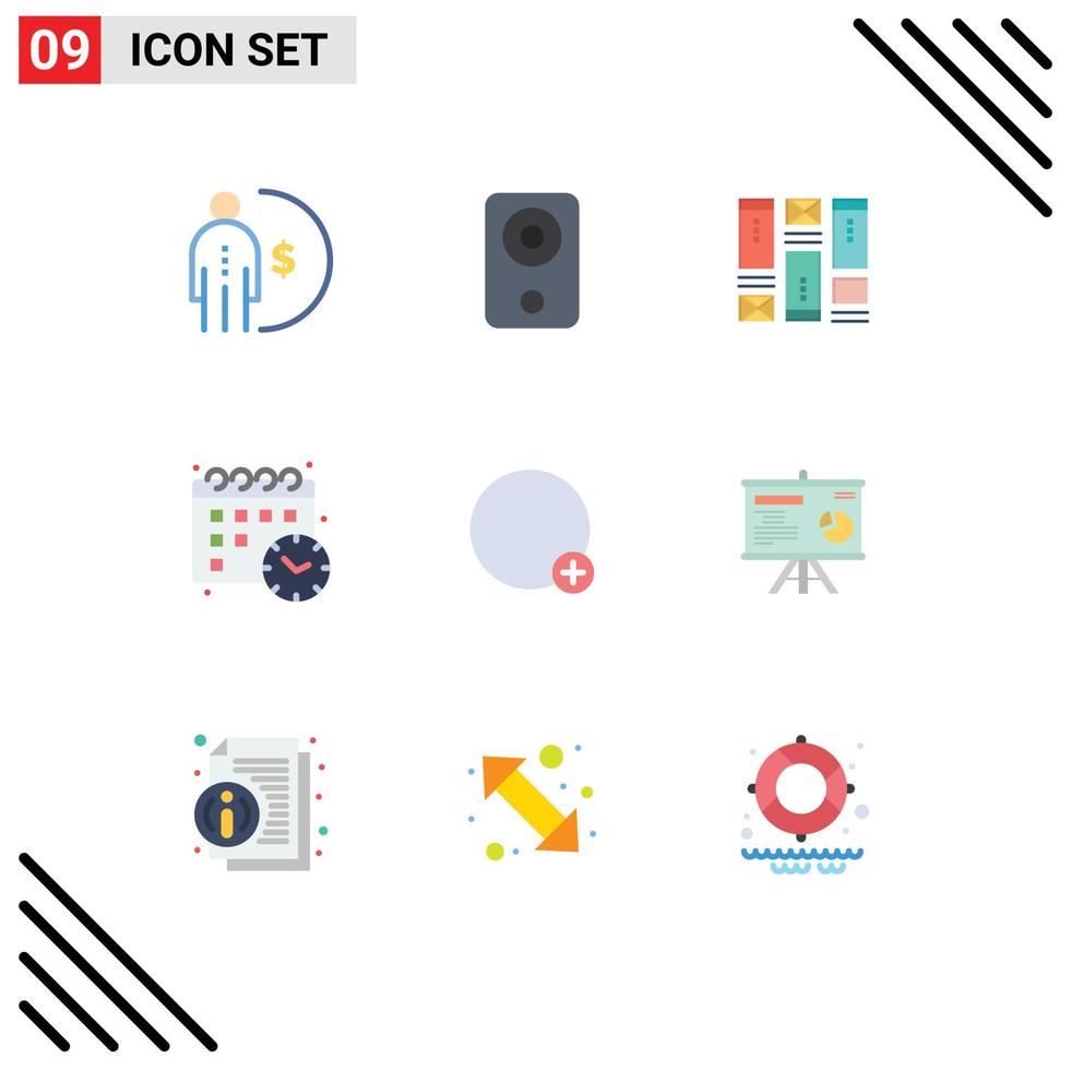 9 Universal Flat Colors Set for Web and Mobile Applications basic date hardware calender wirefram Editable Vector Design Elements