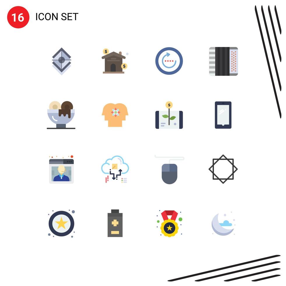 16 Flat Color concept for Websites Mobile and Apps music audio real accordion sync Editable Pack of Creative Vector Design Elements