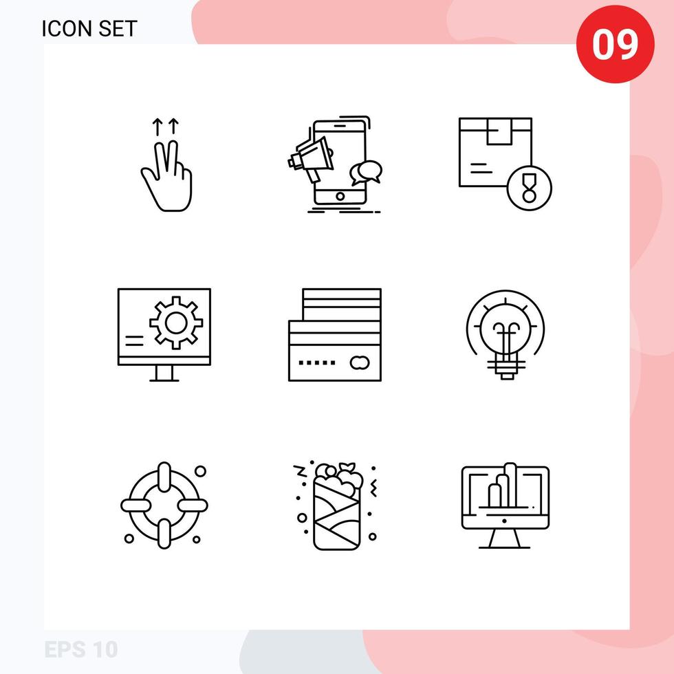 9 Thematic Vector Outlines and Editable Symbols of fix development achievement develop product Editable Vector Design Elements