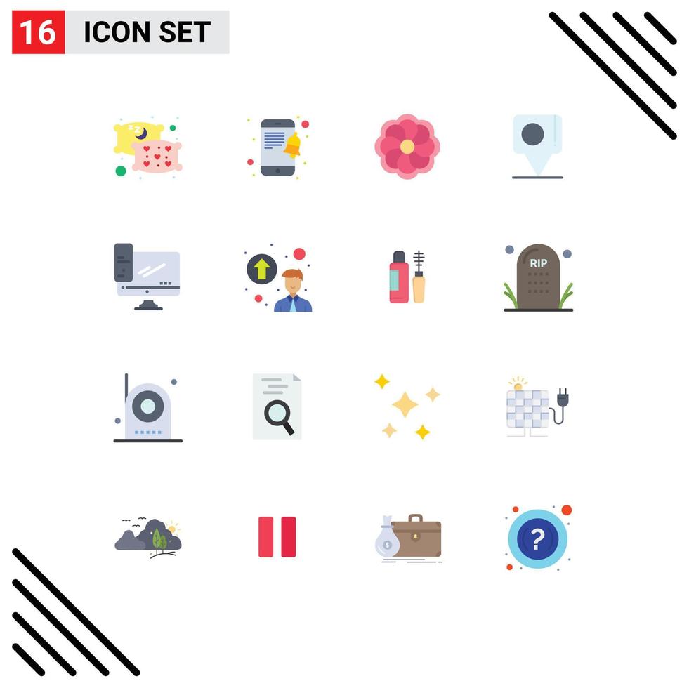16 Universal Flat Colors Set for Web and Mobile Applications server device mardi gras monitor bangla Editable Pack of Creative Vector Design Elements