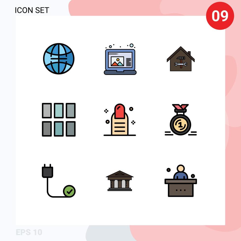 conjunto de 9 iconos de interfaz de usuario modernos signos de símbolos para diseño de pedicura construcción edición de imágenes elementos de diseño vectorial editables vector