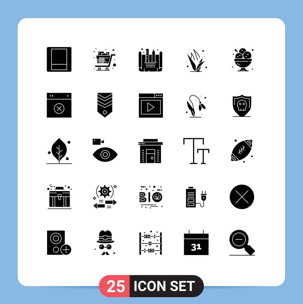 25 Creative Icons Modern Signs and Symbols of food cafe blueprint designing spring grasses Editable Vector Design Elements
