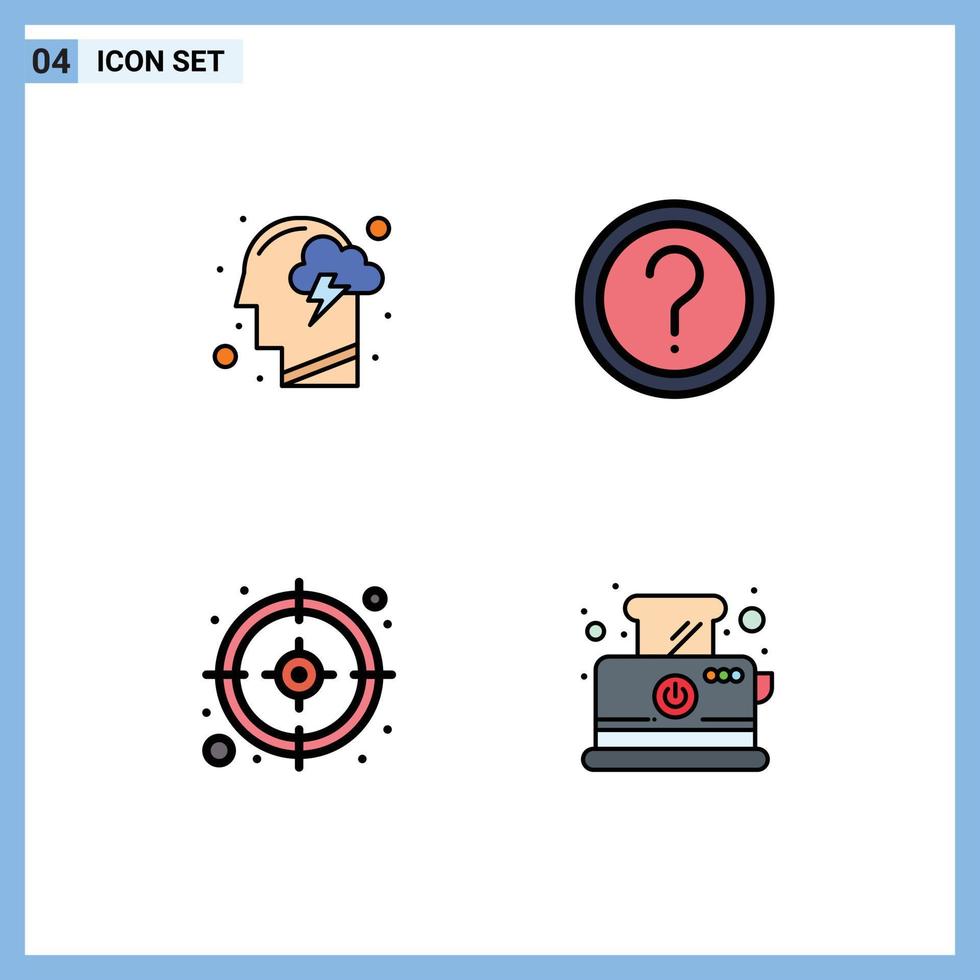 Group of 4 Filledline Flat Colors Signs and Symbols for cloud information mind faq management Editable Vector Design Elements