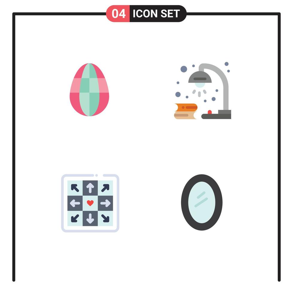 Group of 4 Modern Flat Icons Set for egg game book revision appliances Editable Vector Design Elements