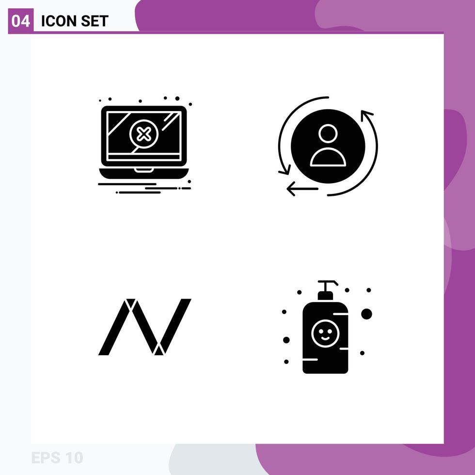 Set of Vector Solid Glyphs on Grid for error crypto currency warning remarketing baby shampoo Editable Vector Design Elements