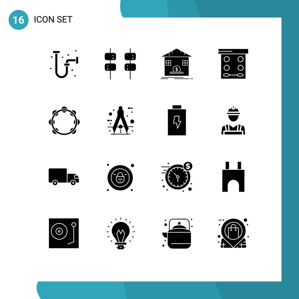 16 Solid Glyph concept for Websites Mobile and Apps instrument powder safe makeup beauty Editable Vector Design Elements