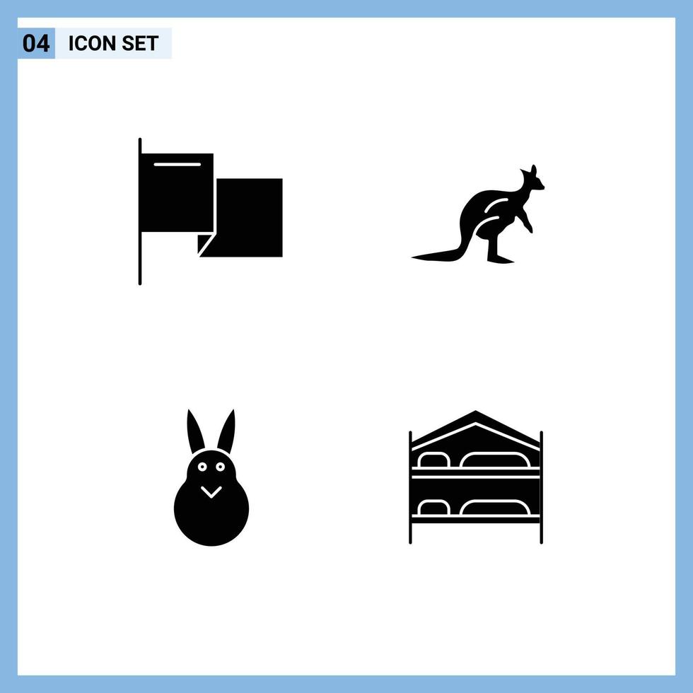 Solid Glyph Pack of 4 Universal Symbols of country bunny anomal indigenous easter bunny Editable Vector Design Elements