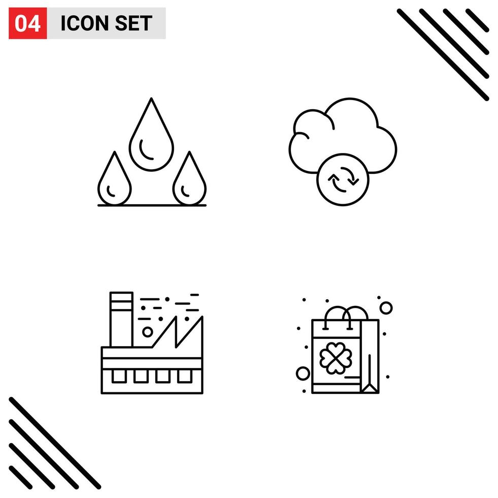 Group of 4 Filledline Flat Colors Signs and Symbols for drops energy cloud earth patrick Editable Vector Design Elements