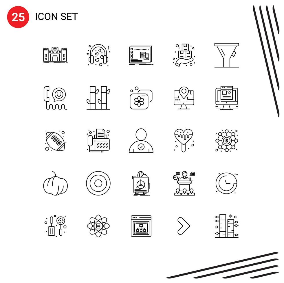 25 Universal Line Signs Symbols of cyber package mic program operational Editable Vector Design Elements