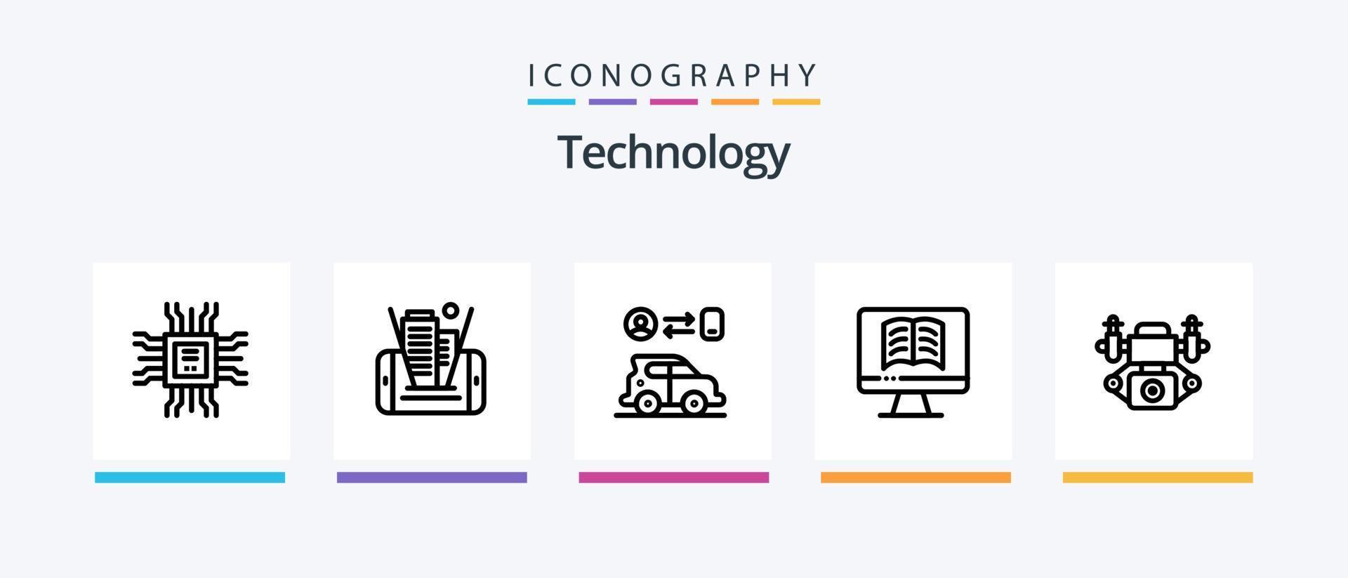 Technology Line 5 Icon Pack Including . learning. leaf. cpu. world. Creative Icons Design vector
