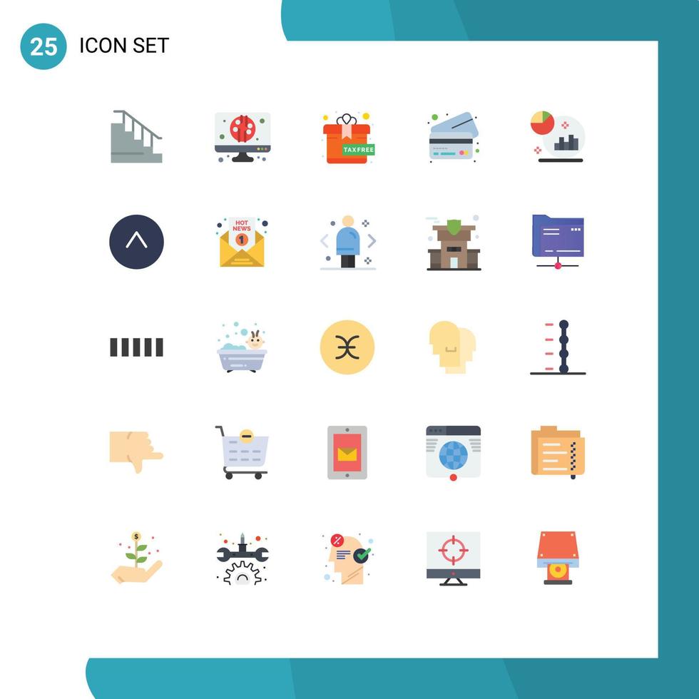25 Thematic Vector Flat Colors and Editable Symbols of arrow grown gift graph credit Editable Vector Design Elements